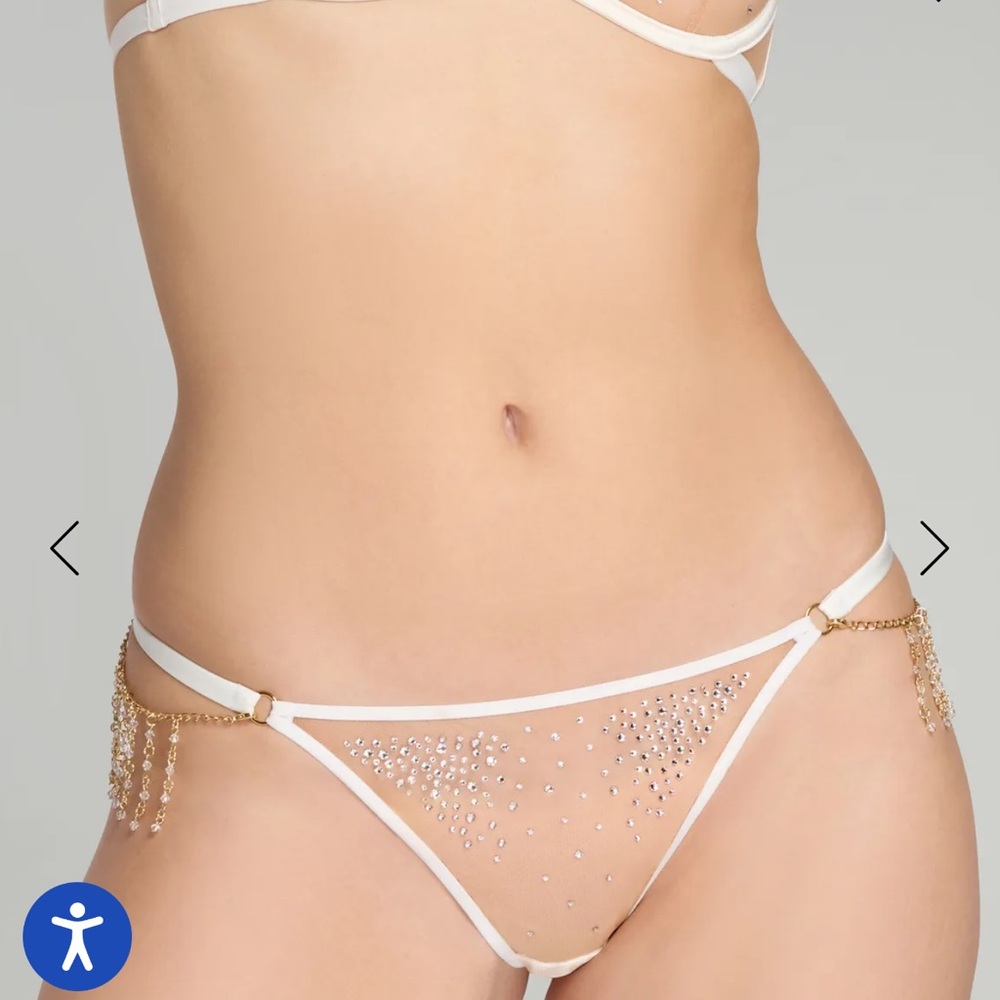 Agent Provocateur Solar Swarovski Crystal Thong White/Sand Size L/5 Brand NWT - Picture 4 of 10
